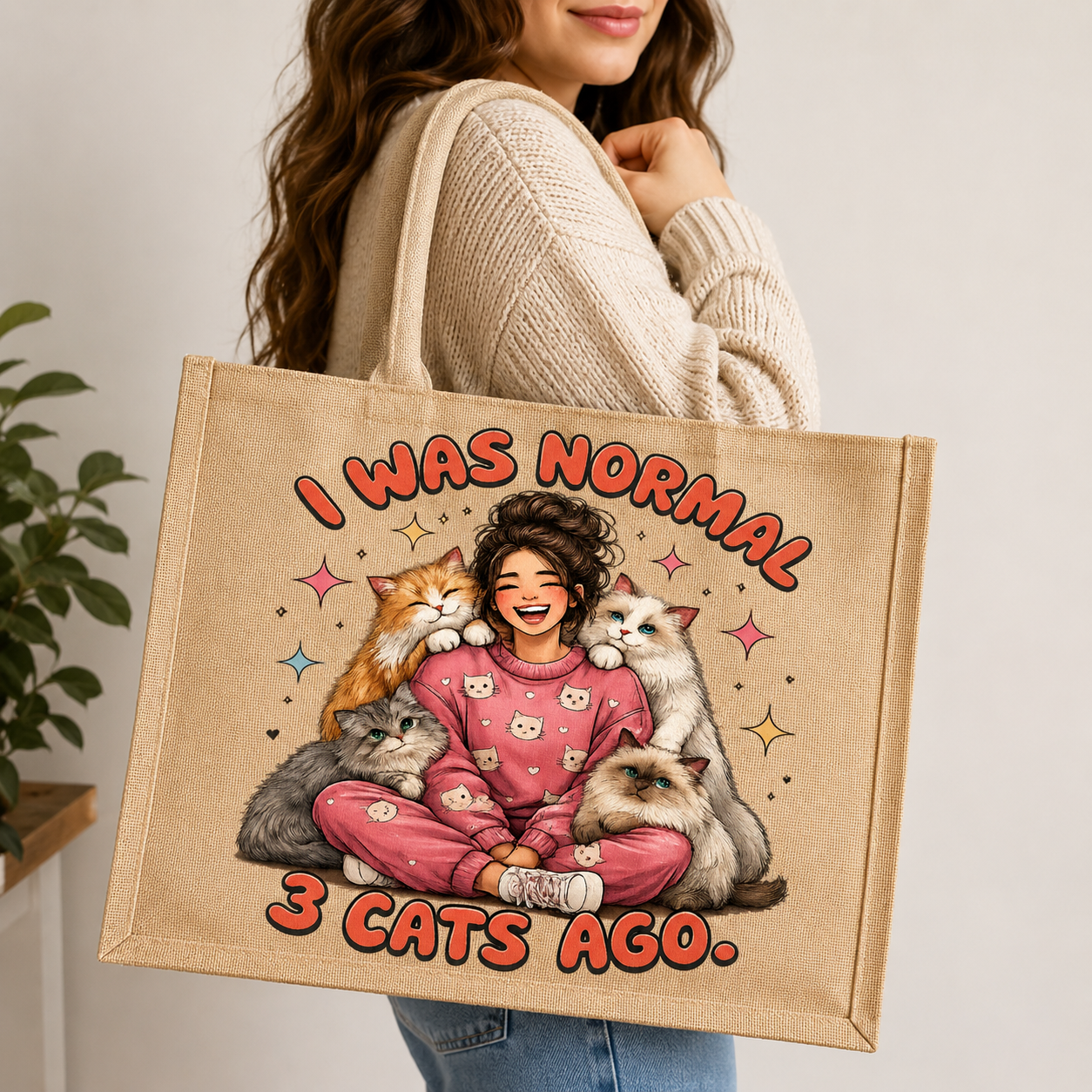 Crazy Cat Lady Jute Bag - Image 6