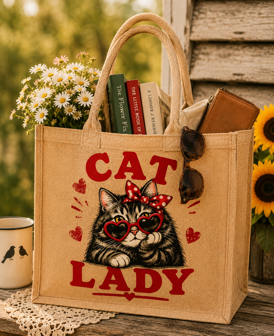 Crazy Cat Lady Jute Bag - Image 5