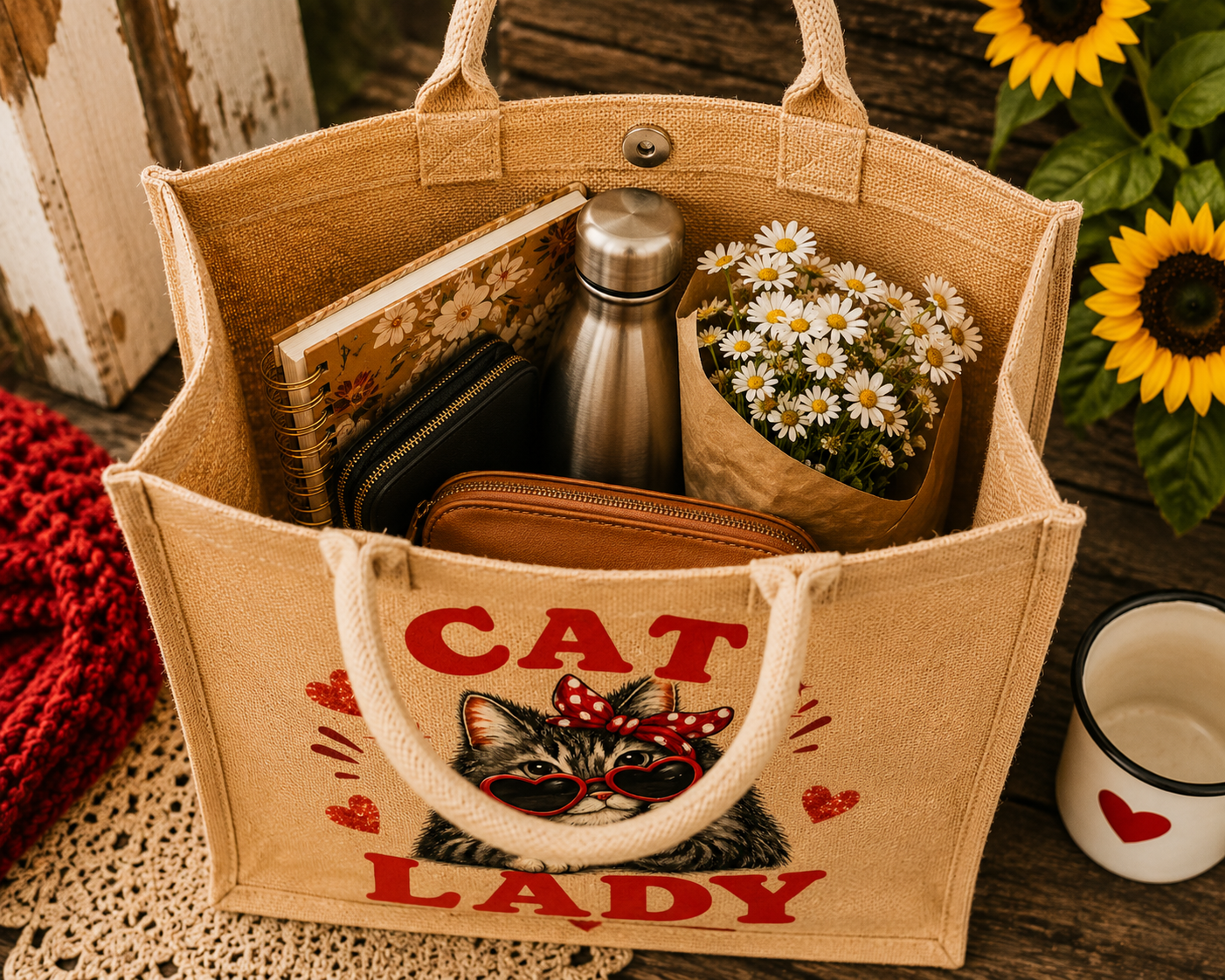Crazy Cat Lady Jute Bag - Image 4