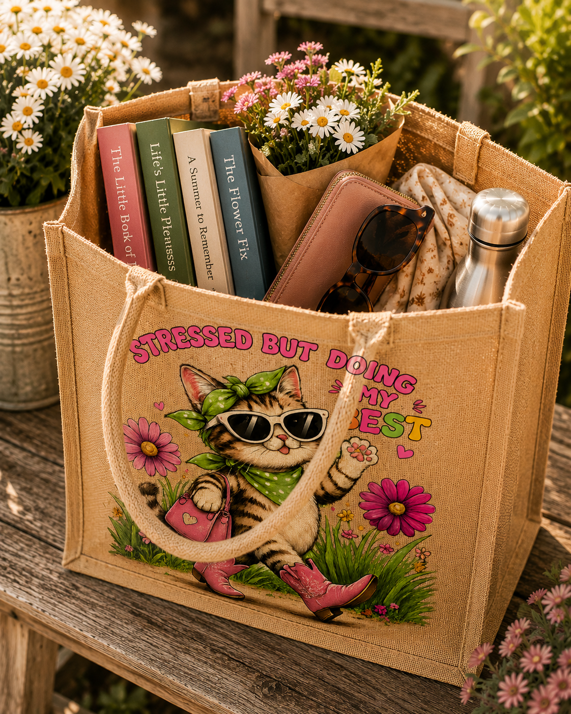 Crazy Cat Lady Jute Bag - Image 3