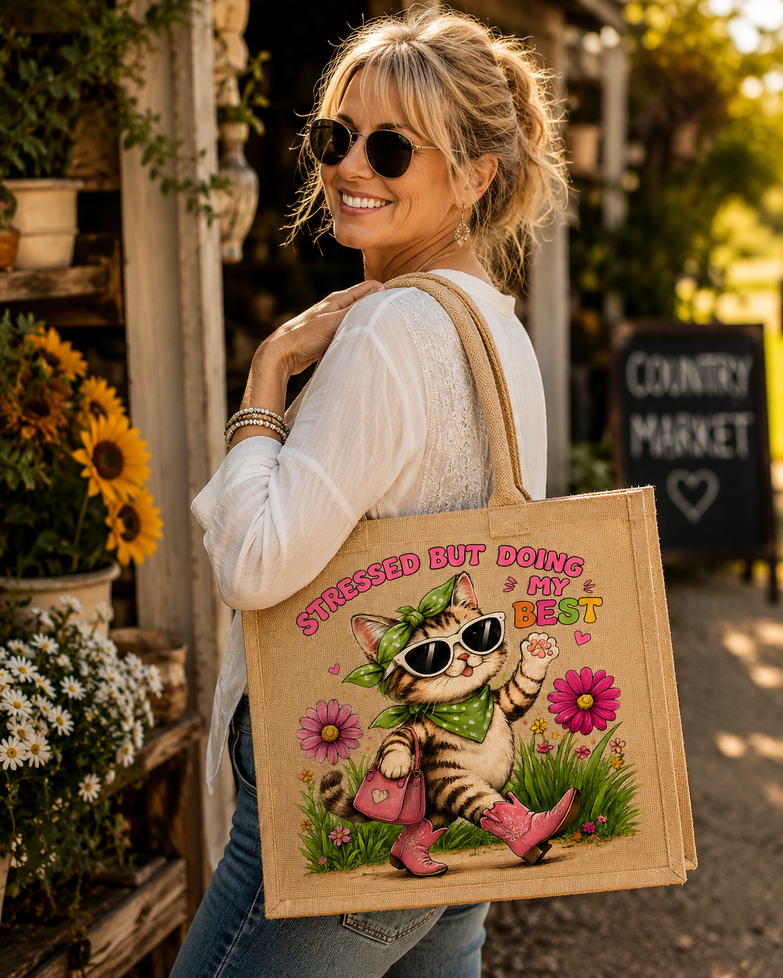 Crazy Cat Lady Jute Bag - Image 2