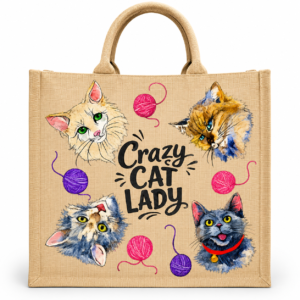 Crazy Cat Lady Jute Bag
