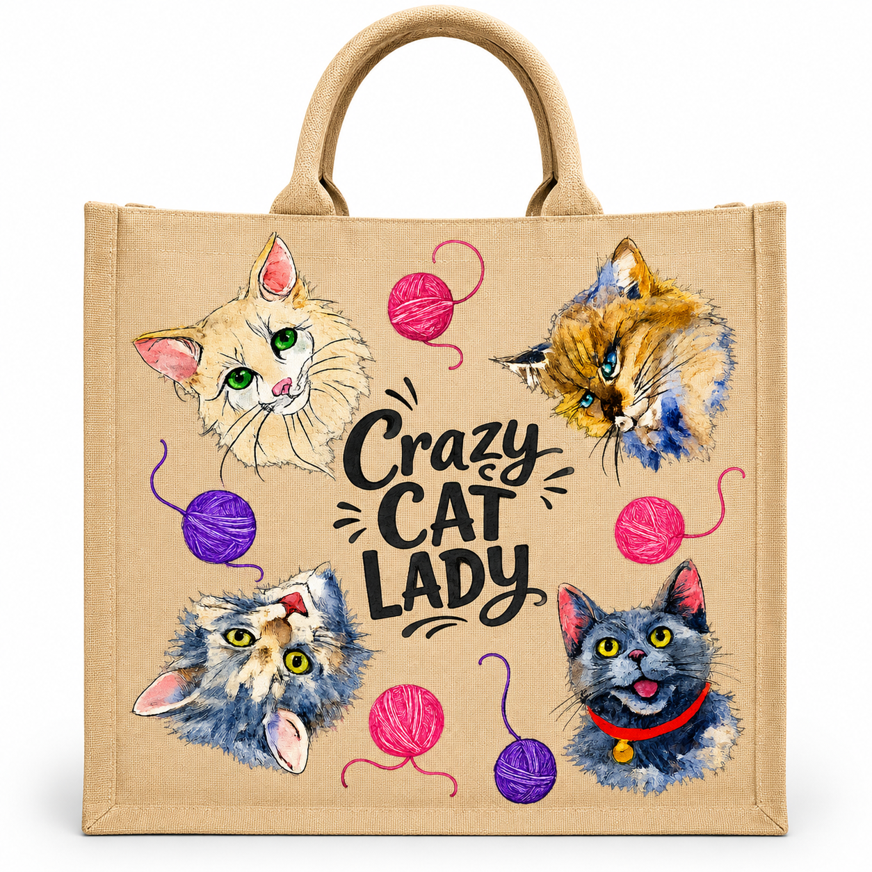 Crazy Cat Lady Jute Bag